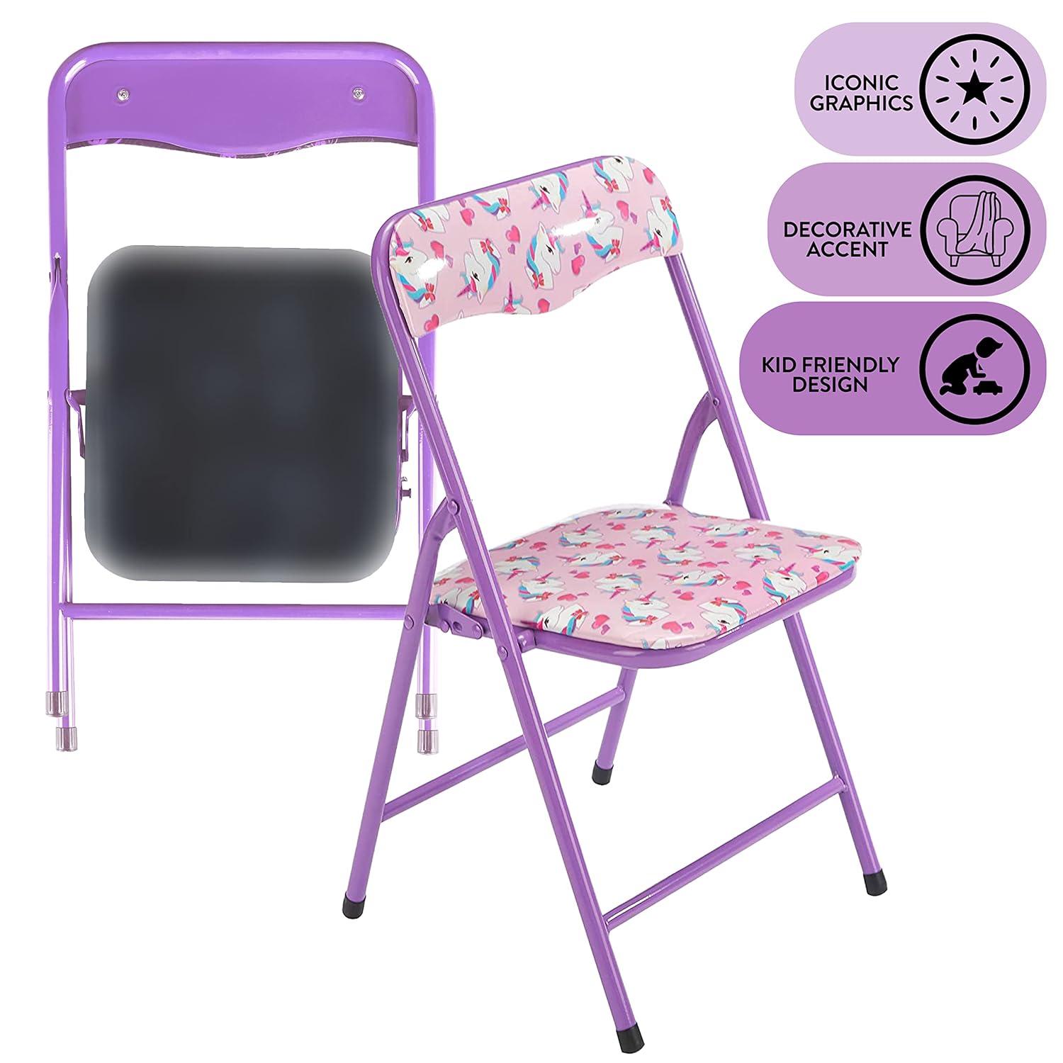 Nickelodeon Jojo Siwa 3 Piece Table & Chair Set with 2 Folding Chairs and 1 Table, Ages 3+, Purple Painted Metal Frame
