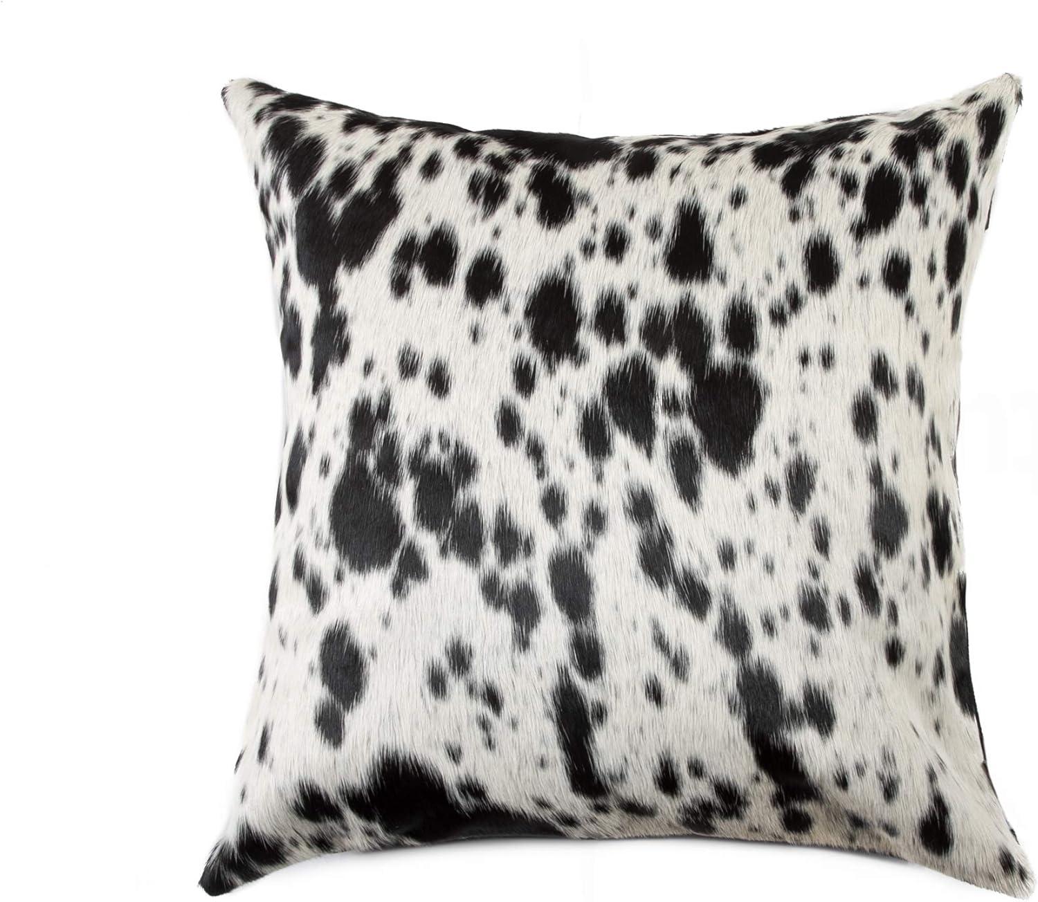 Natural Cowhide Square Pillow Set in Black & White