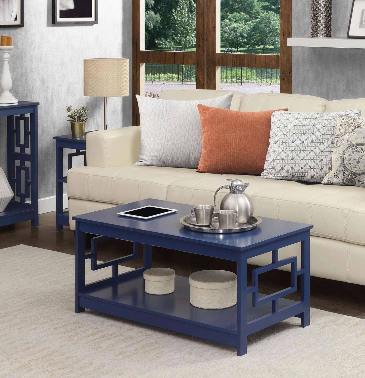 Convenience Concepts Town Square Coffee Table with Shelf, Cobalt Blue