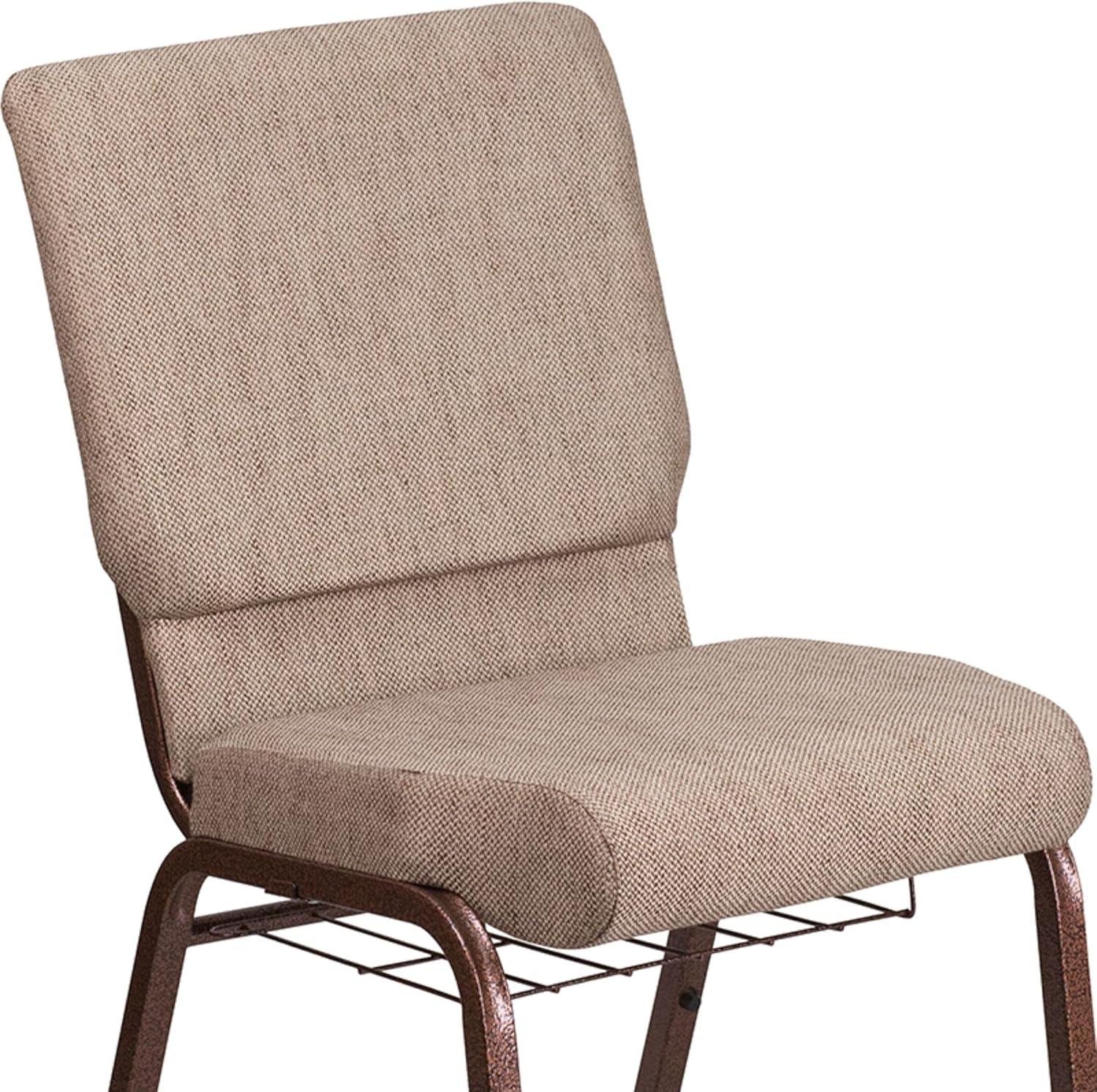 Beige Fabric Waterfall Seat Side Chair with Copper Steel Frame
