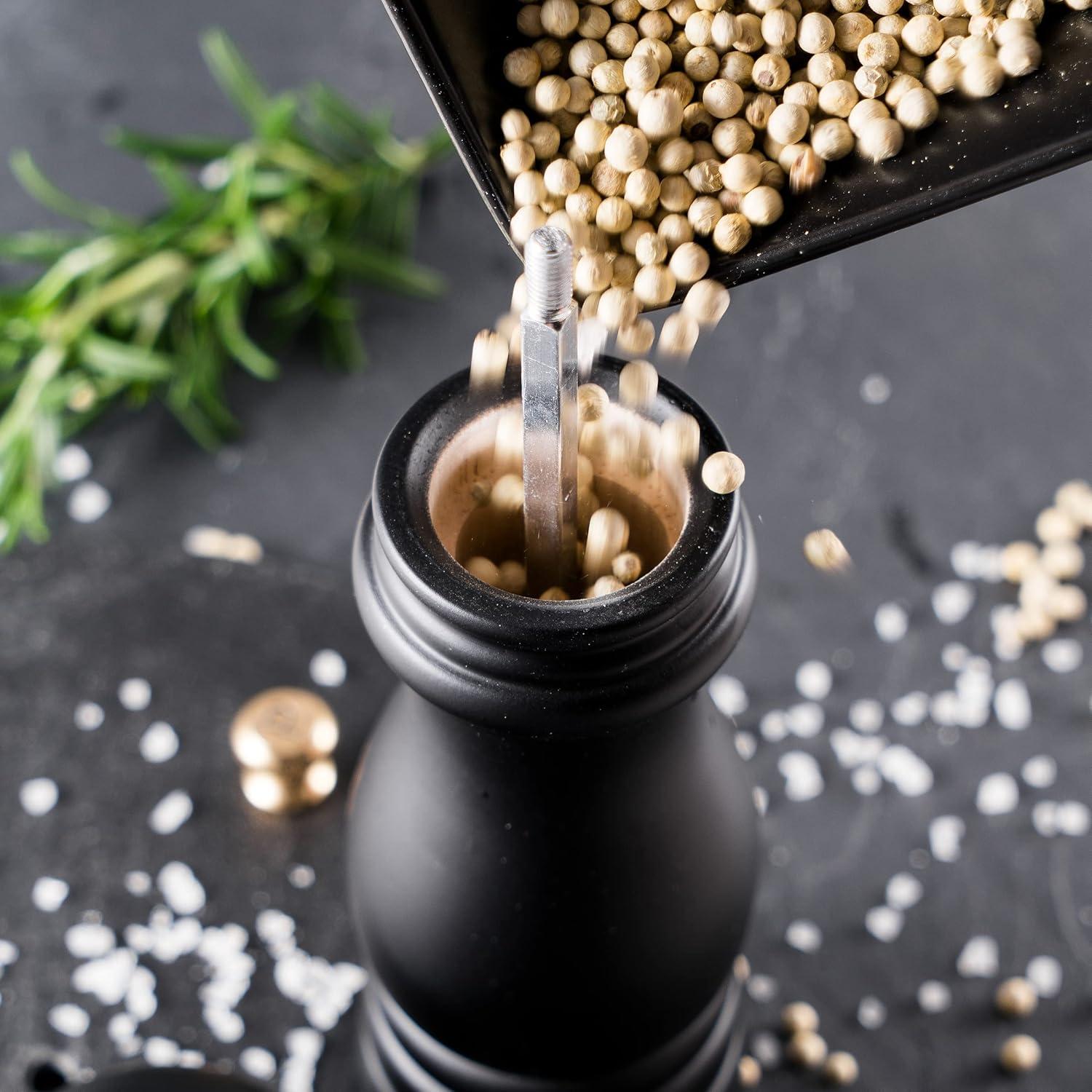 Salt and Pepper Grinder Set, Wood Pepper Mill Set of 2 Manual Salt Pepper Shakers
