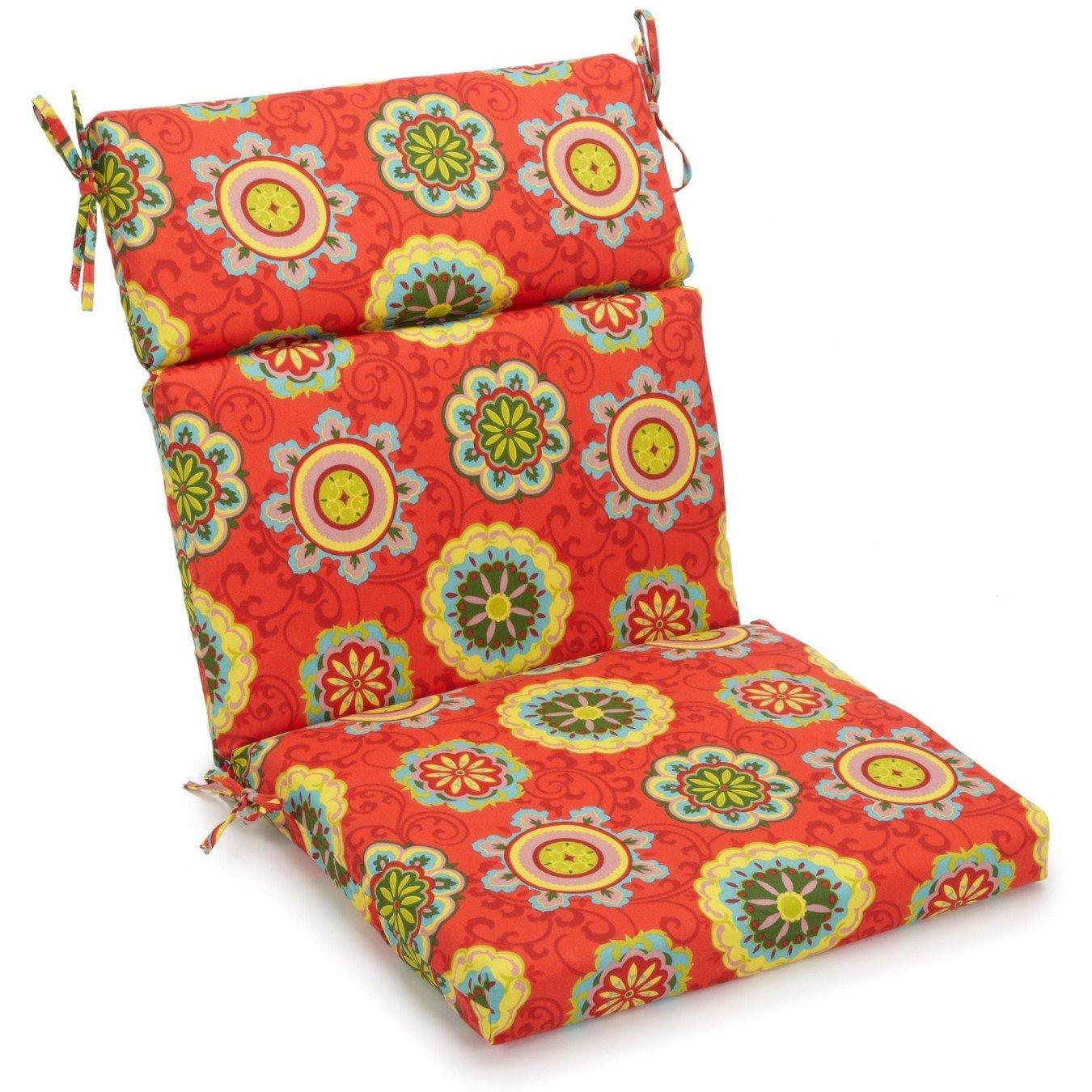 Blazing Needles 18-inch by 38-inch Spun Polyester Patterned Outdoor Squared Chair Cushion