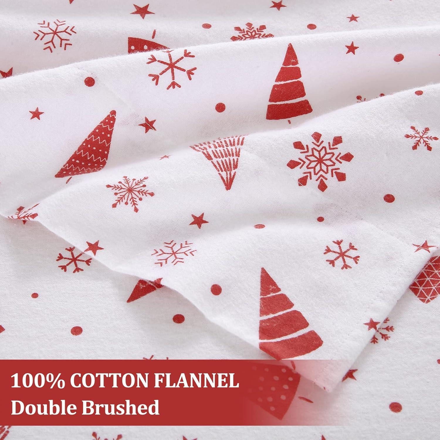 Christmas Printed Cotton Flannel Sheet Set