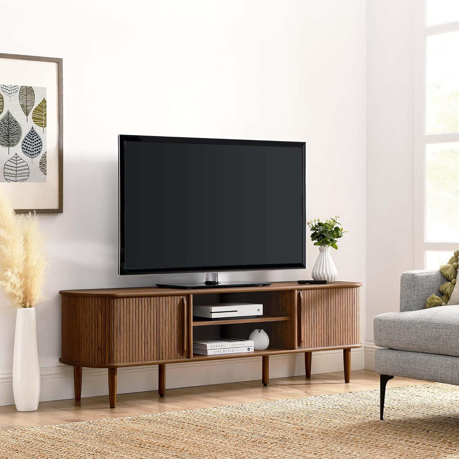 Contour 63'' Walnut Mid-Century Modern TV Stand with Cabinet