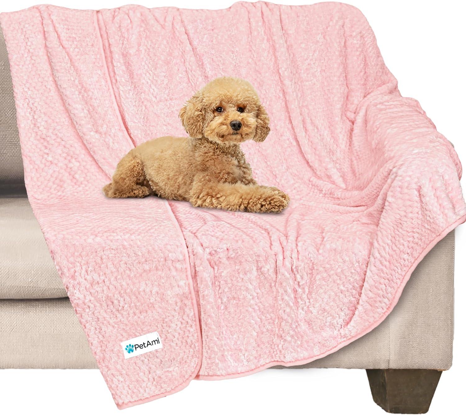 PetAmi Waterproof Dog Blanket, Leakproof Fleece Throw for Pet Cat Puppy Kitten, Reversible Washable Soft Plush Cover