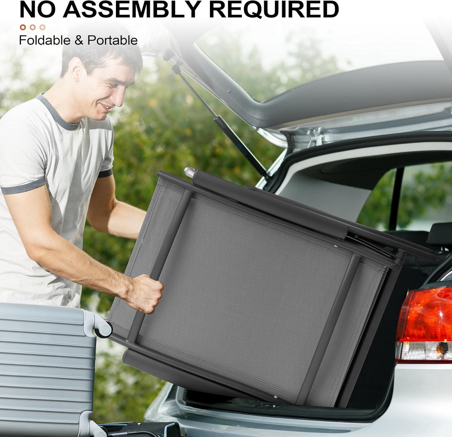 Crestlive Products Outdoor Adjustable Aluminum Patio Folding Chaise Lounge Chair Gray