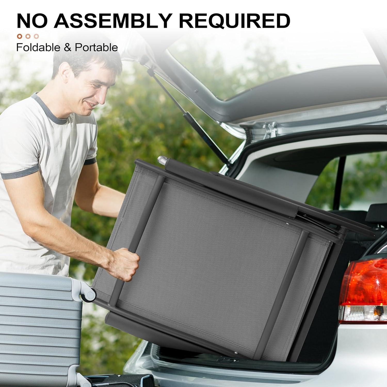 Crestlive Products Outdoor Adjustable Aluminum Patio Folding Chaise Lounge Chair Gray