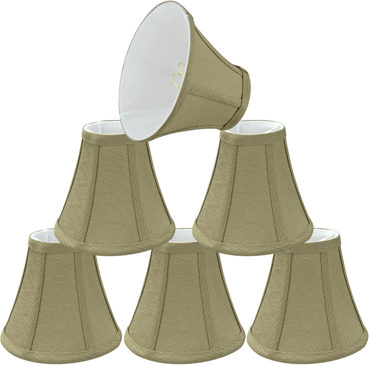Aspen Creative 30071-6 Small Bell Shape Chandelier Clip-On Lamp Shade Set (6 Pack), Transitional Design in Yellowish Brown, 6" bottom width (3" x 6" x 5" )