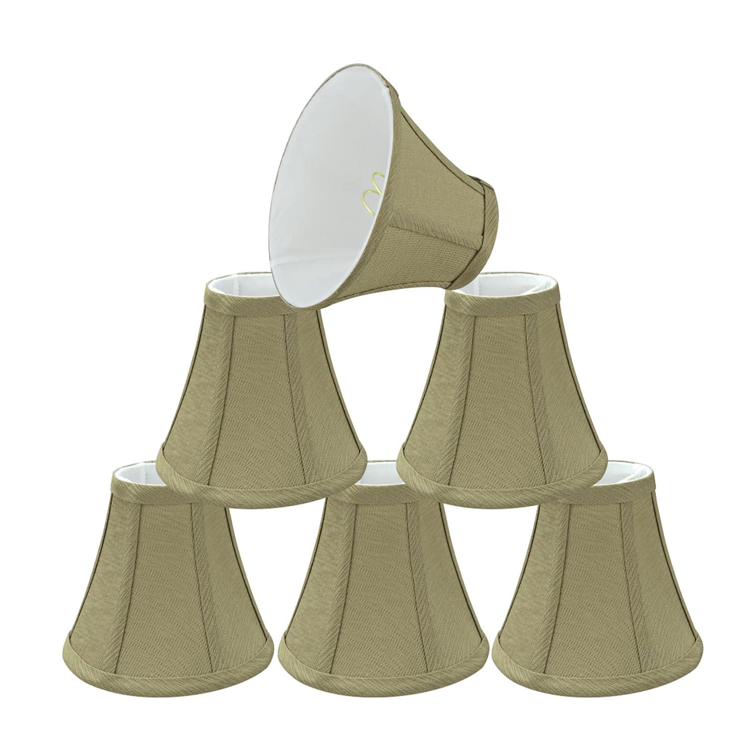 Aspen Creative 30071-6 Small Bell Shape Chandelier Clip-On Lamp Shade Set (6 Pack), Transitional Design in Yellowish Brown, 6" bottom width (3" x 6" x 5" )