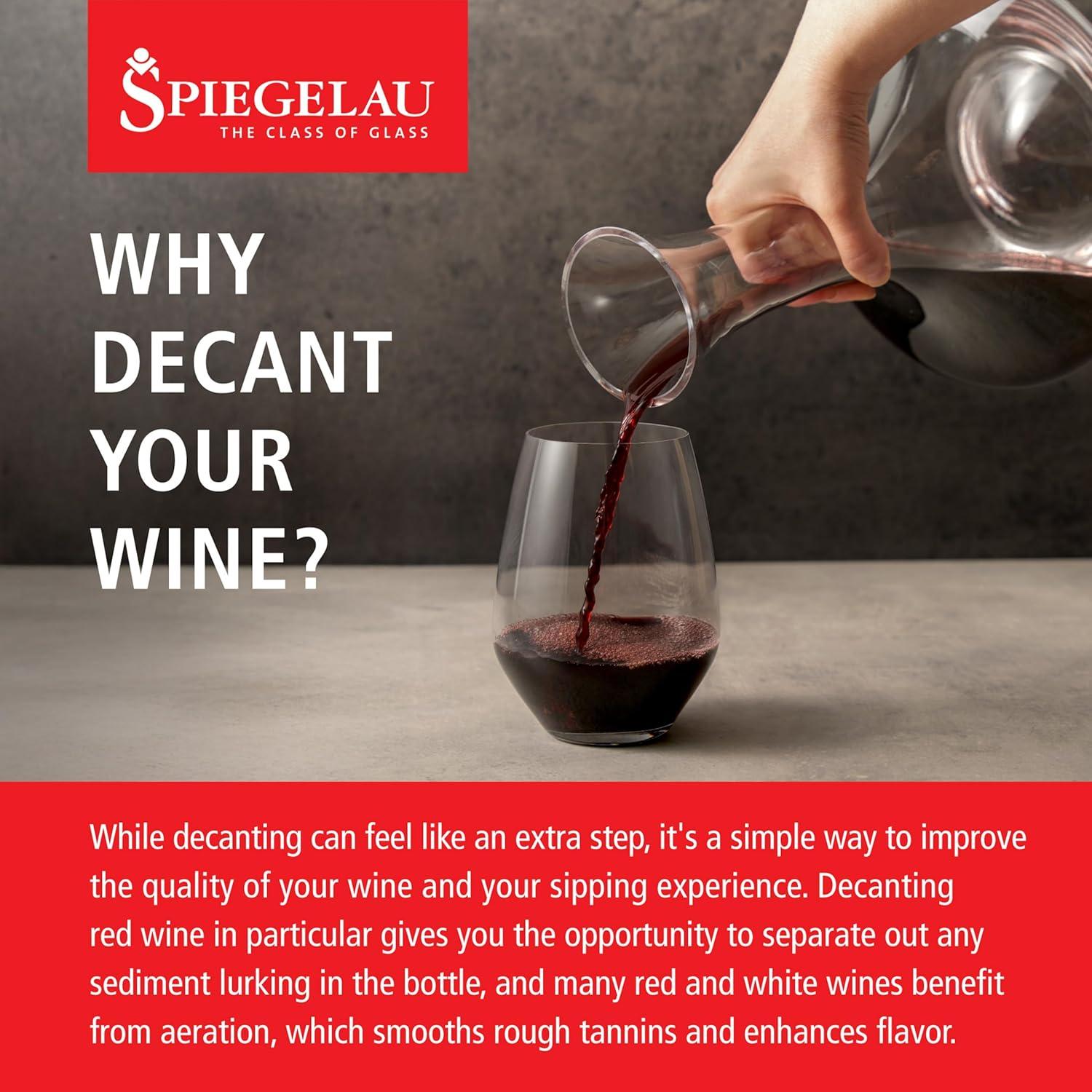 Spiegelau Authentis Decanter Set of 1, Made of Crystal, Modern Wine Decanter, Dishwasher Safe, Professional Quality Wine Gift - 1.0 L/35.3 oz, Clear