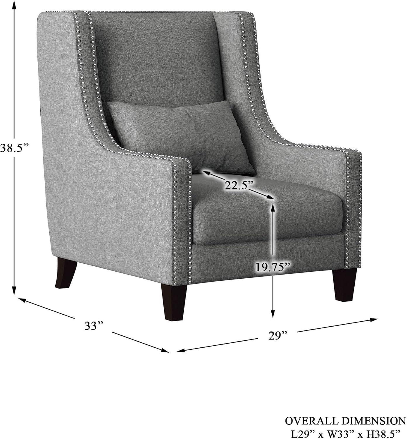 Lexicon Keller Upholstered Wingback Chair in Light Gray