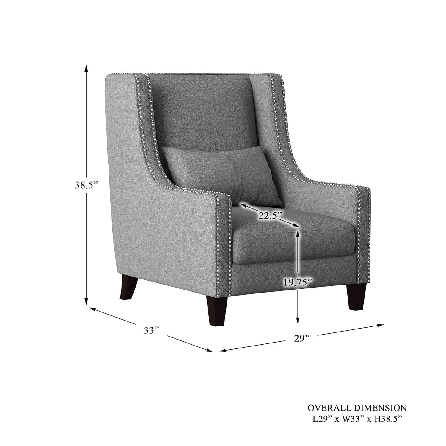 Lexicon Keller Upholstered Wingback Chair in Light Gray