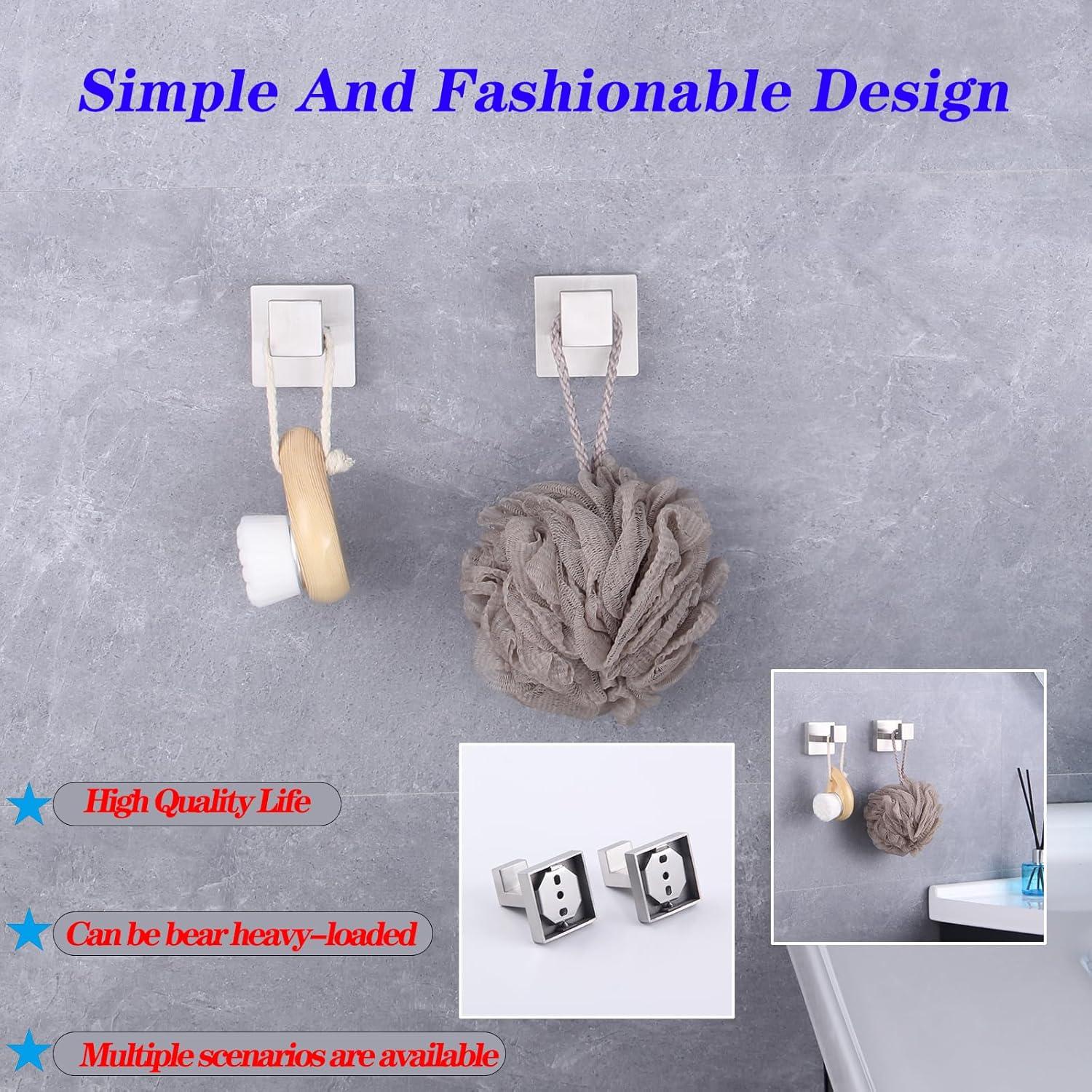 GERZWY Brushed Stainless Steel Towel Hook Robe Hook Coat Hook Heavy Duty Wall Mounted Luxury Hooks for Bathroom Hotel 2 Pack FG1607-2LS