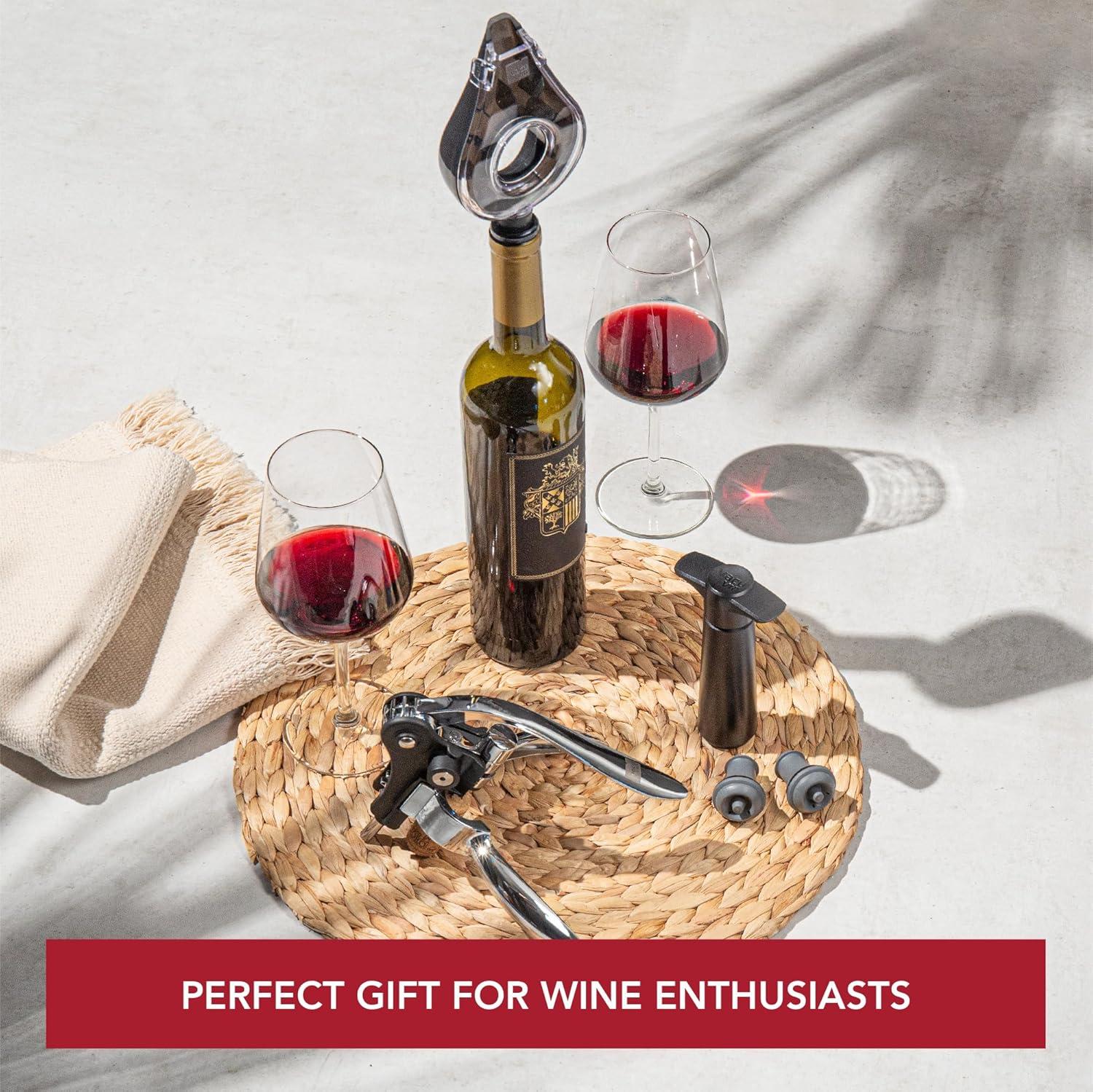 Vacu Vin Set of 5 Air Deluxe Wine Set Black