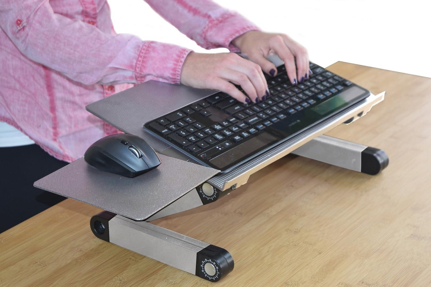 WorkEZ Adjustable Keyboard Stand for Desktop Computer Keyboard Riser for desk Keyboard and Mouse Riser for Standing Adjustable Keyboard and Mouse Stand aluminum ergonomic keyboard tray keyboard shelf