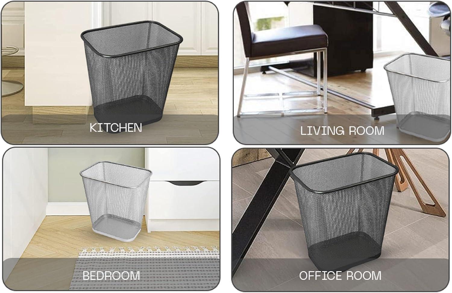 Black Stainless Steel Mesh Rectangular Waste Basket