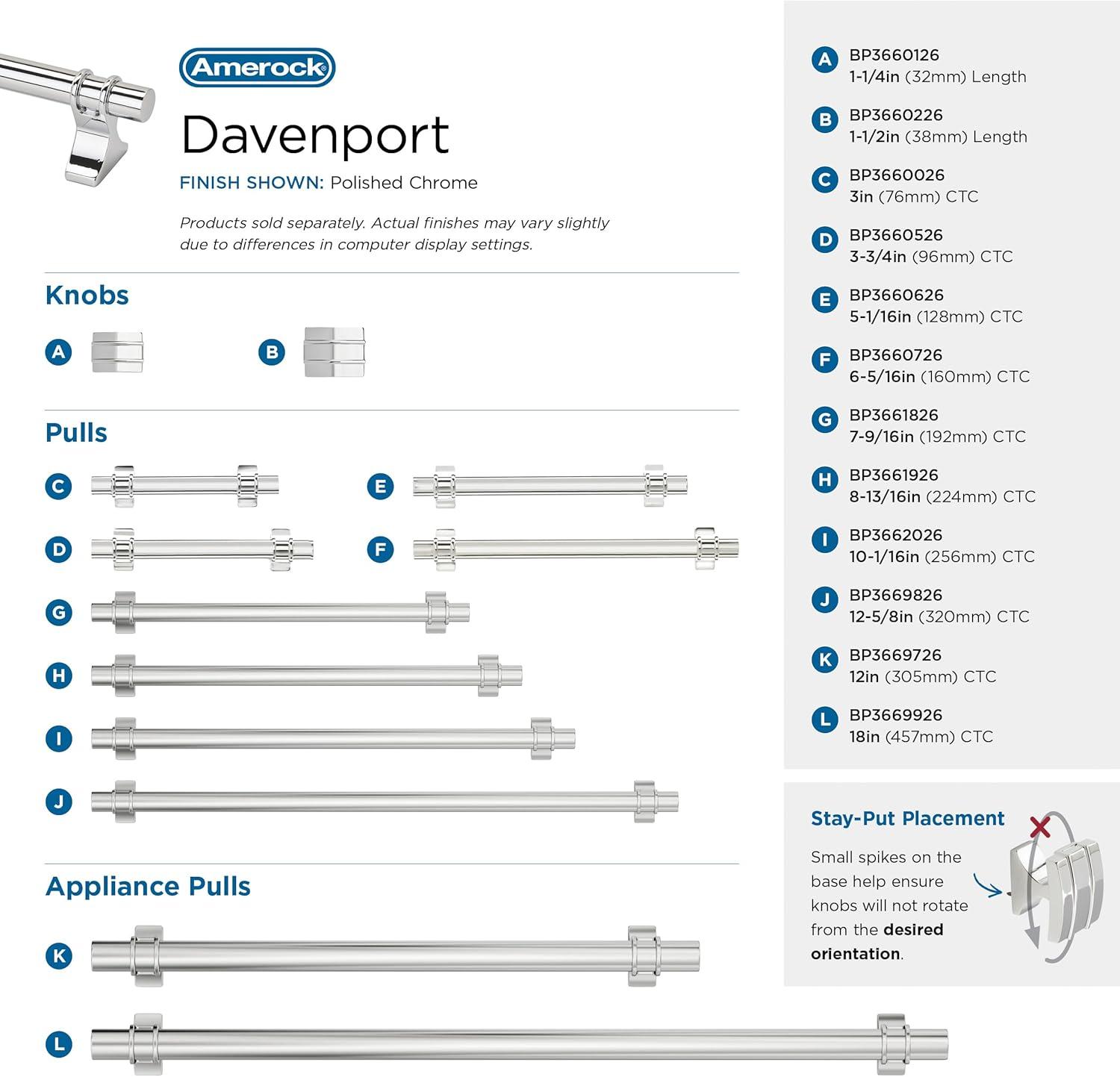 Davenport 1 3/16" Length Square Knob