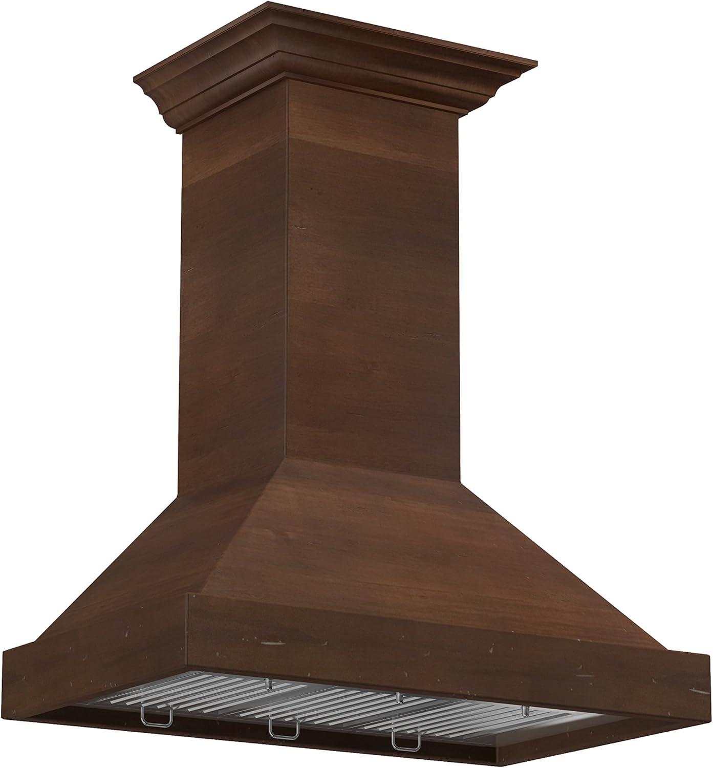 ZLINE 36" Convertible Vent Wooden Wall Mount Range Hood in Walnut