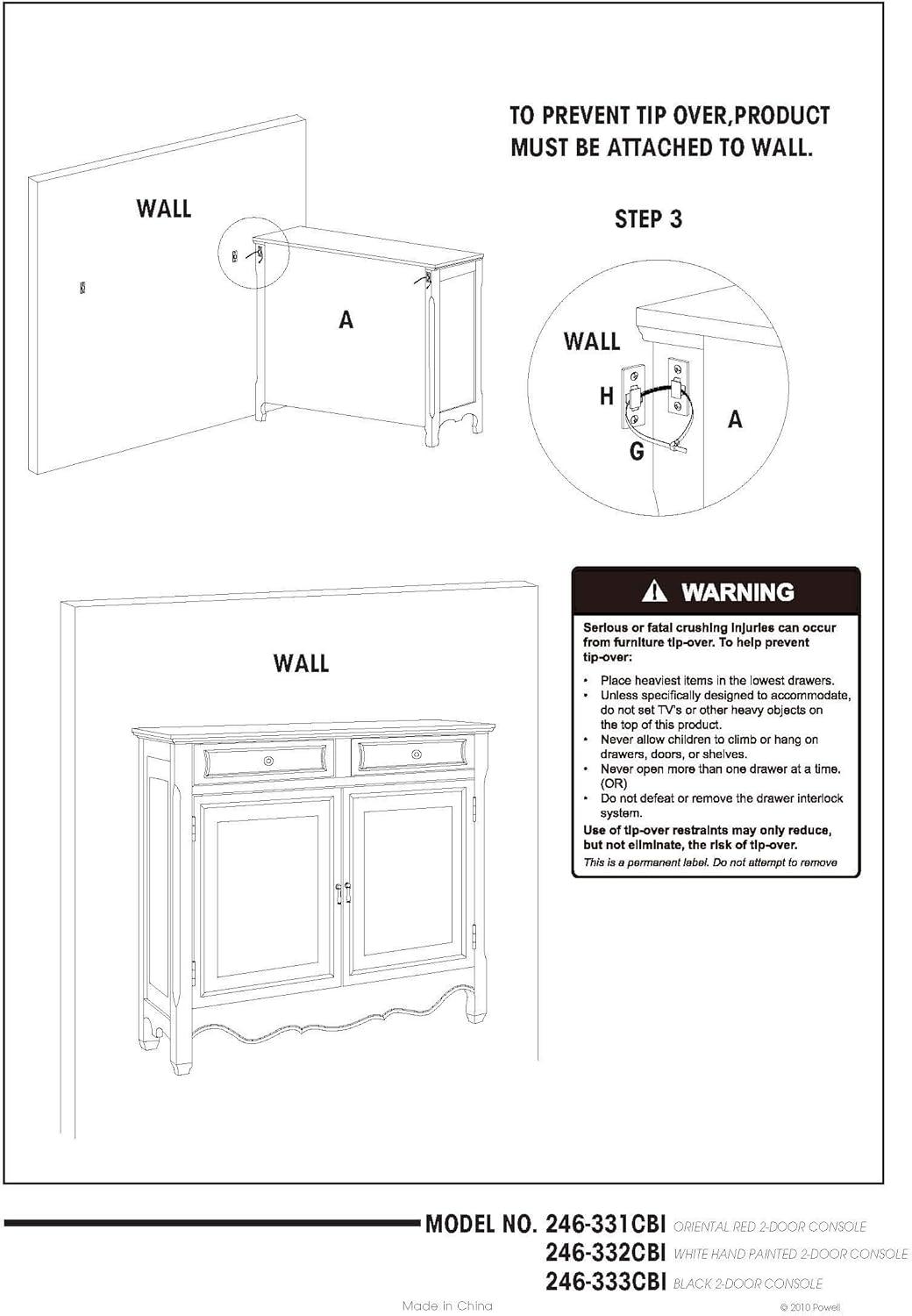 Linon Cillian Two Door Two Drawer Hand Painted Cabinet Console in White Wood