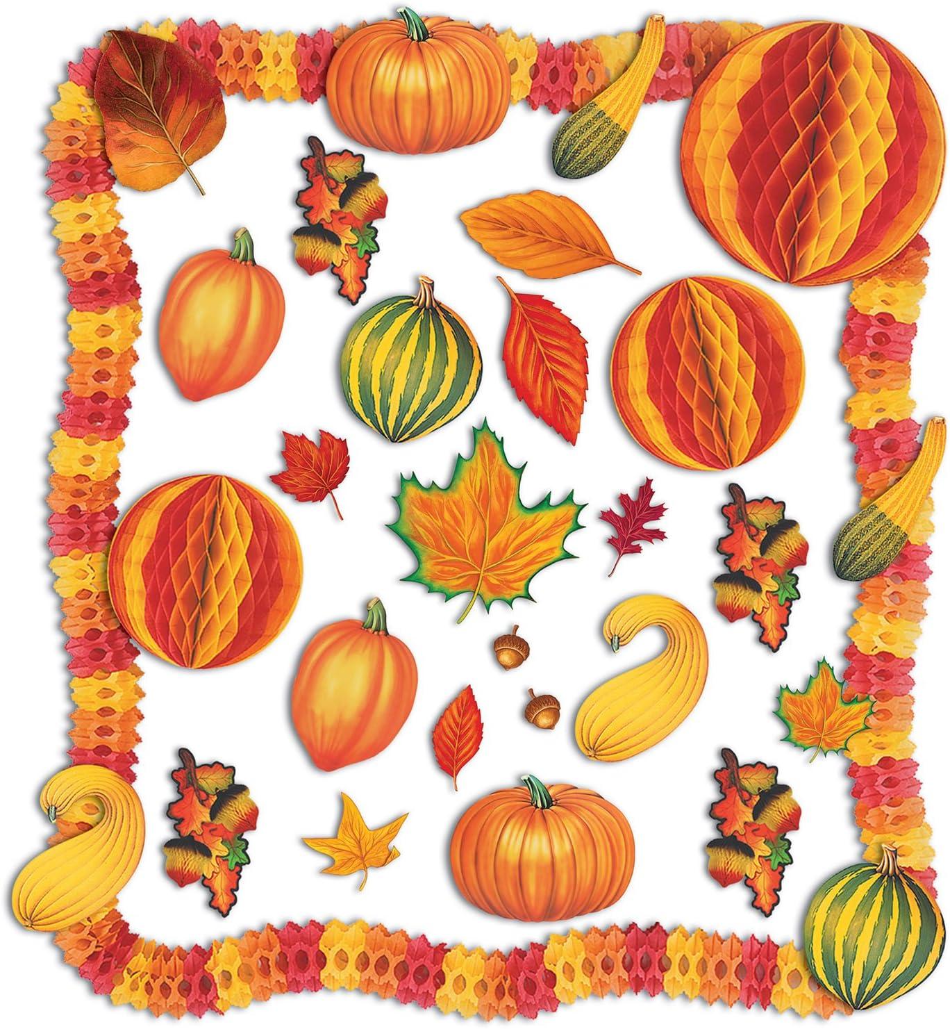 Festive Fall Thanksgiving Decorating Kit with Tissue Balls and Garland