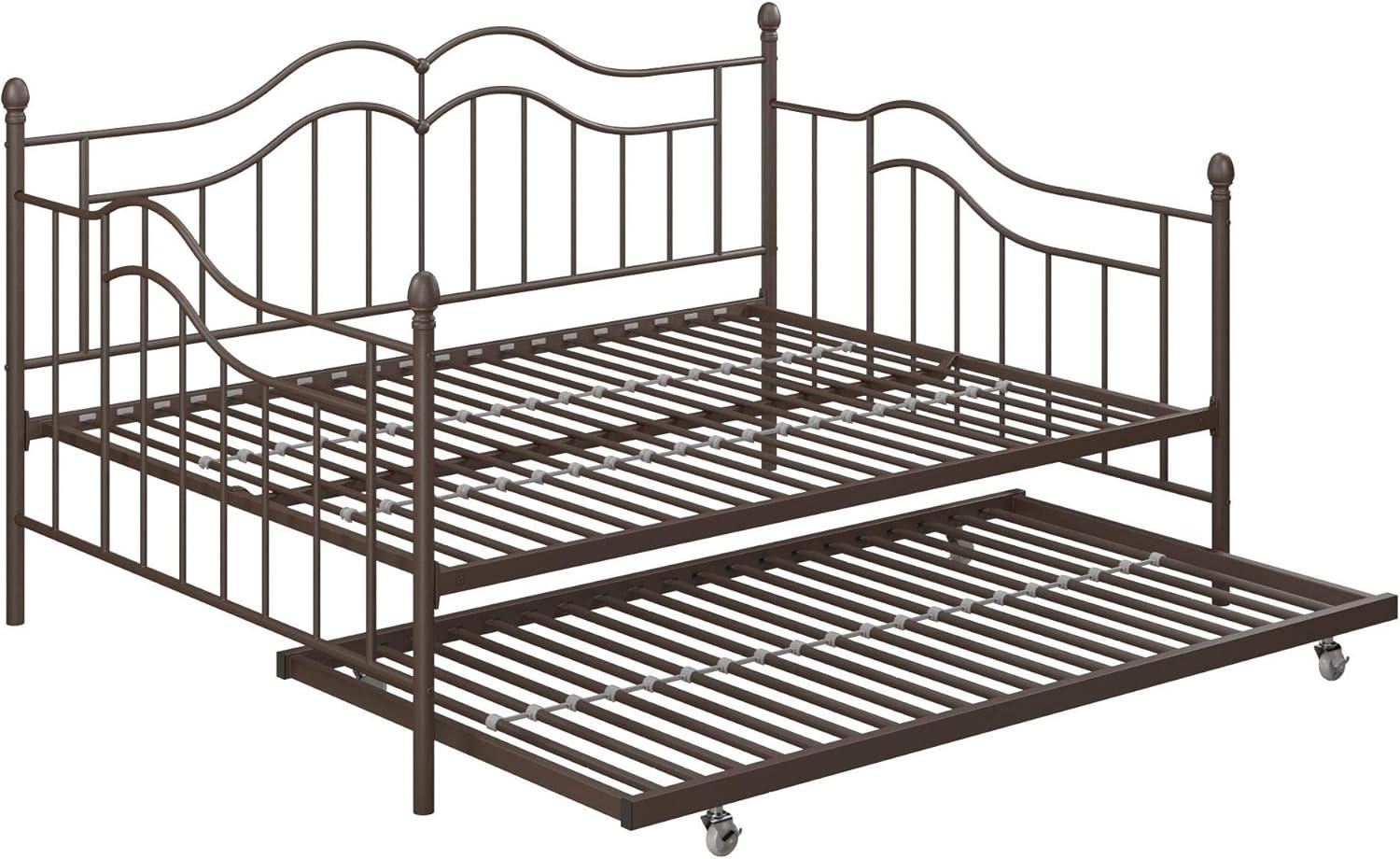 Bronze Twin Metal Daybed with Trundle and Headboard