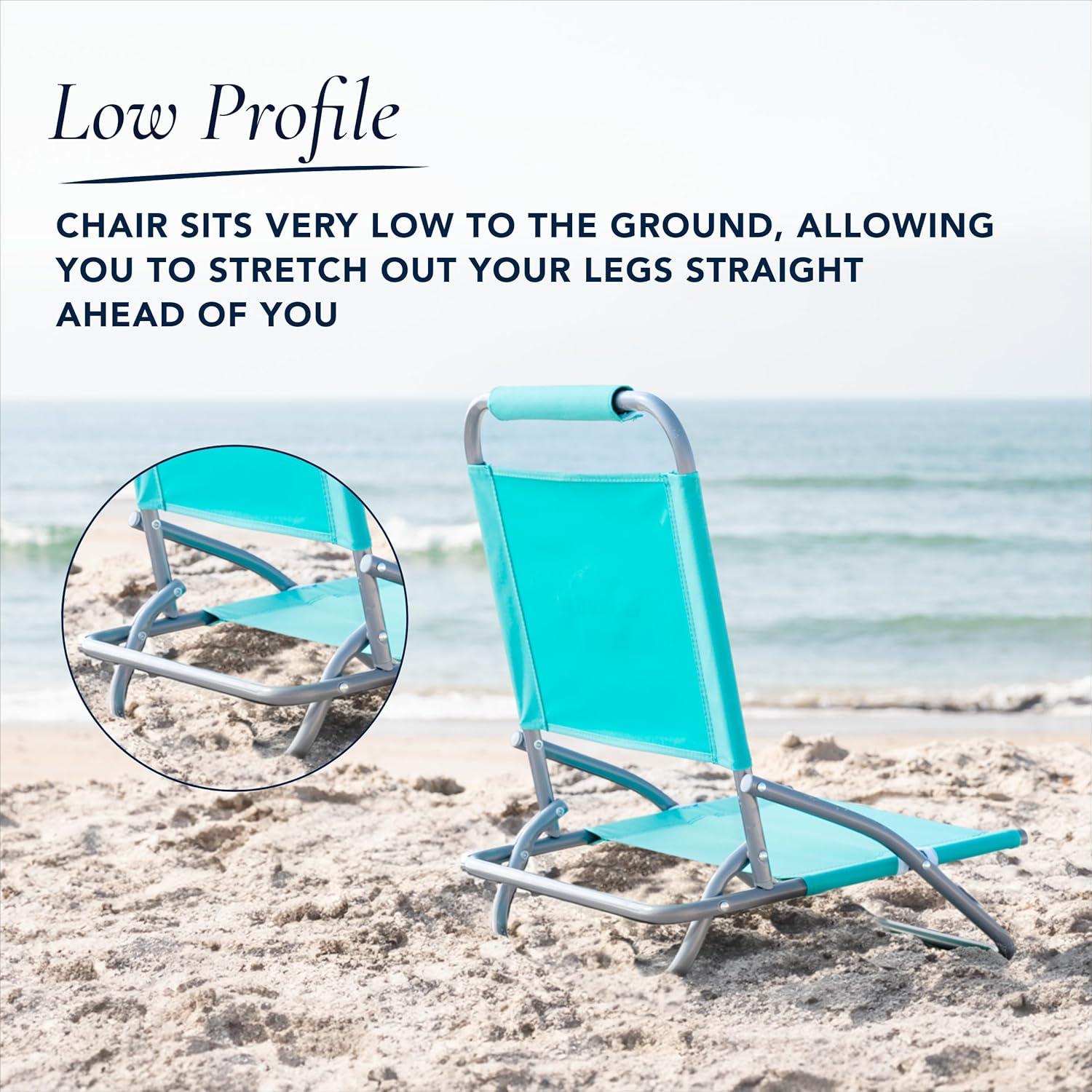 Caribbean Joe Low Steel Outdoor Portable Beach Chair - Teal