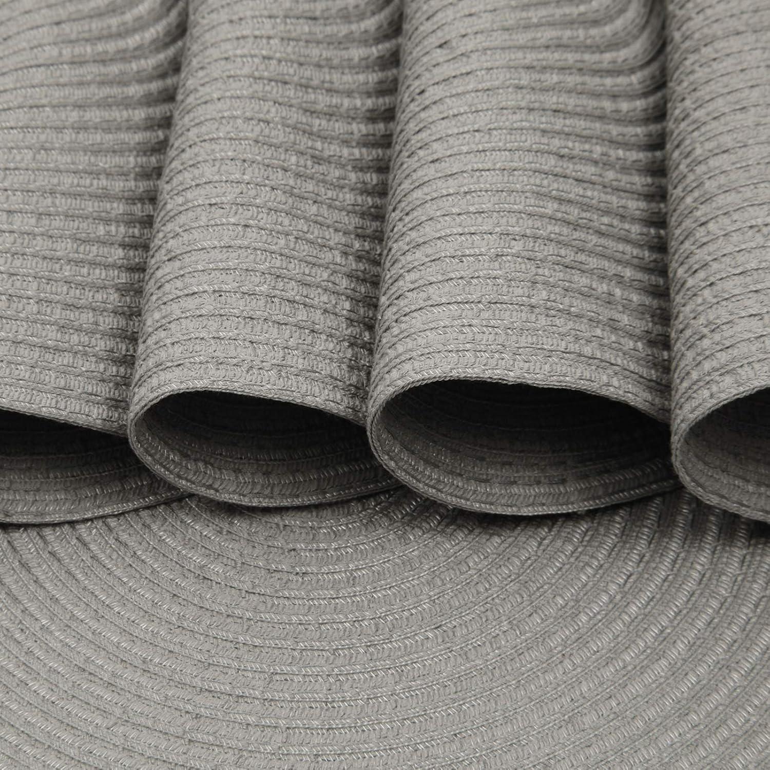 Light Gray Round Fabric Braided Placemats Set of 6