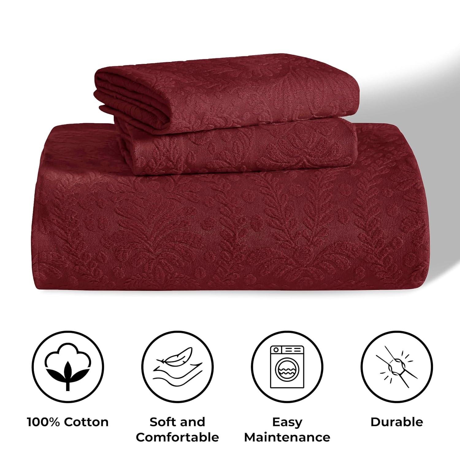 Superior Aspen Floral Scalloped Edge Cotton Blend Coverlet / Bedspread Set