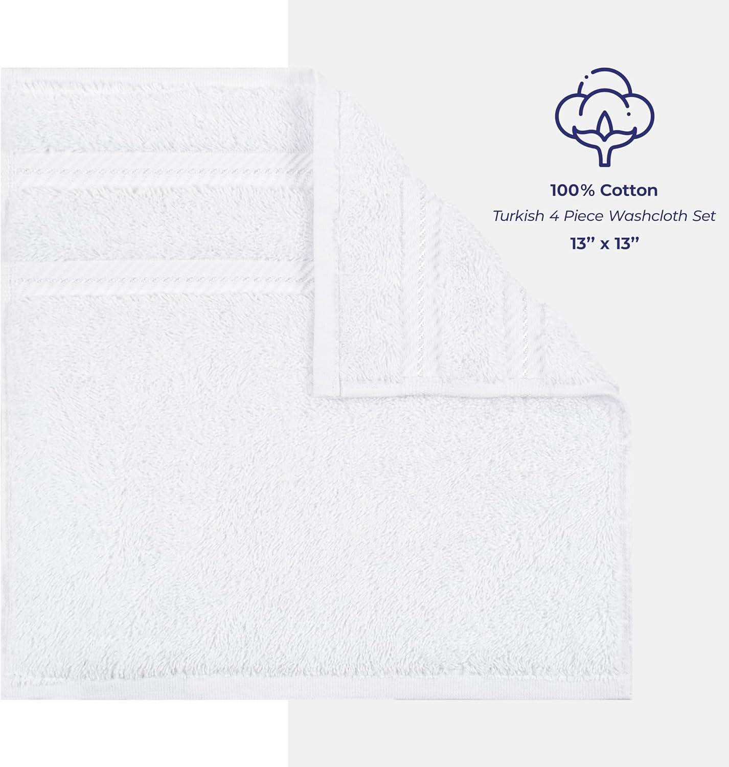 Luxury White Turkish Cotton 4-Piece Washcloth Set