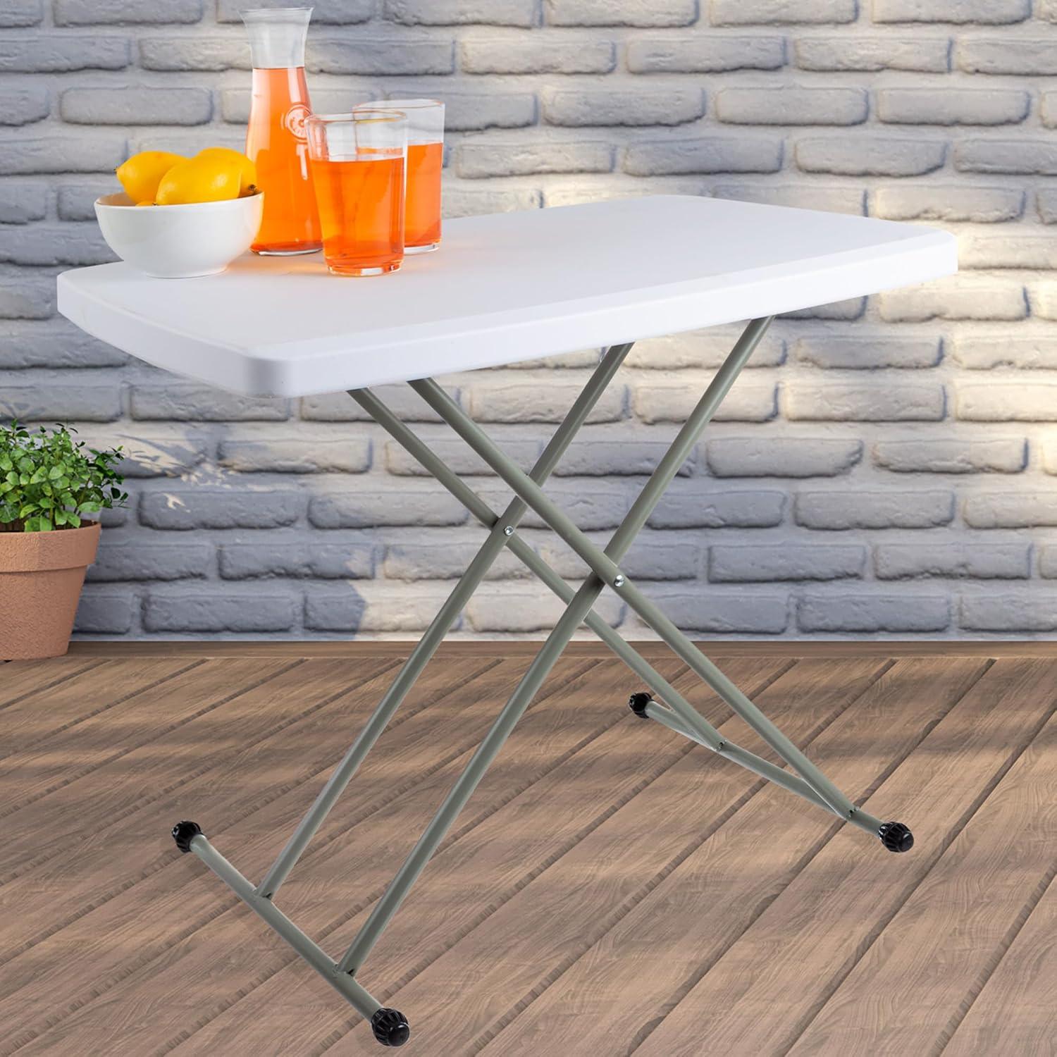 Modern White Foldable Dining Table with High Density Polyethylene Top