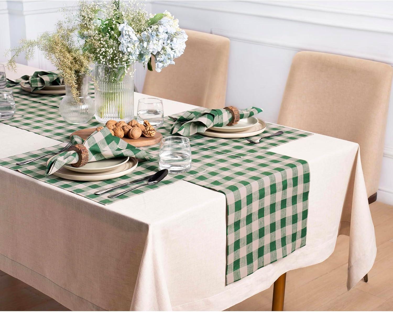 Solino Home Morgan Check - 100% Pure Linen Placemats (Set of 4)