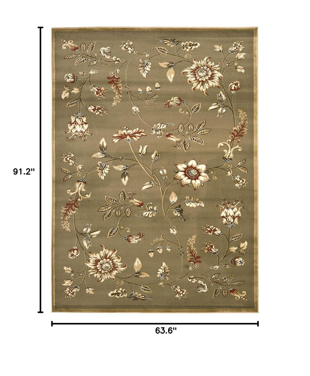 Lyndhurst LNH552 Power Loomed Area Rug - Green/Multi - 5'3"x7'6" - Safavieh