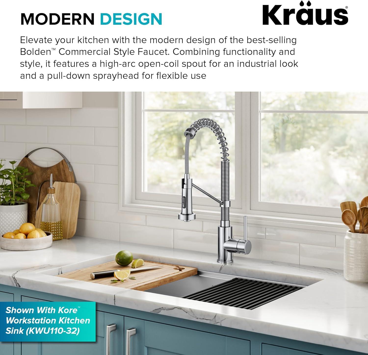 KRAUS Bolden Commercial Style 2-Function Single Handle Pull Down Kitchen Faucet