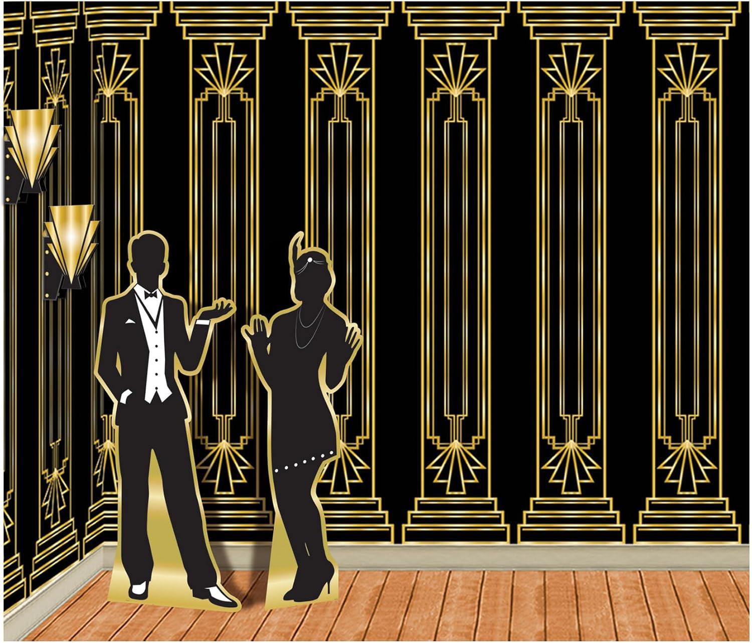 Beistle Great 20s Wall Backdrop, Decorative Wall Covering for Roaring Twenties Parties, Art Deco-Themed Photo Booths, Jazz Night Celebrations, Speakeasy Events, Vintage Decorations, 4' x 30'