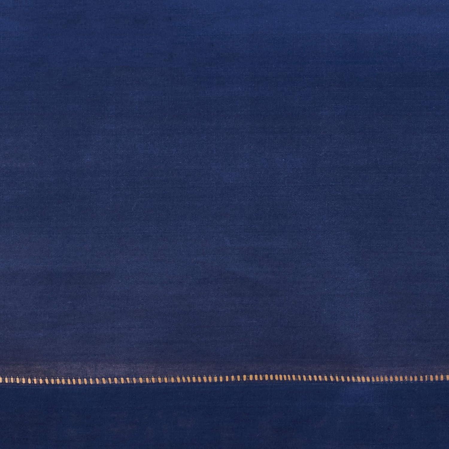 Saro Lifestyle Classic Hemstitch Border Tablecloth, Navy Blue, 60" x 60"