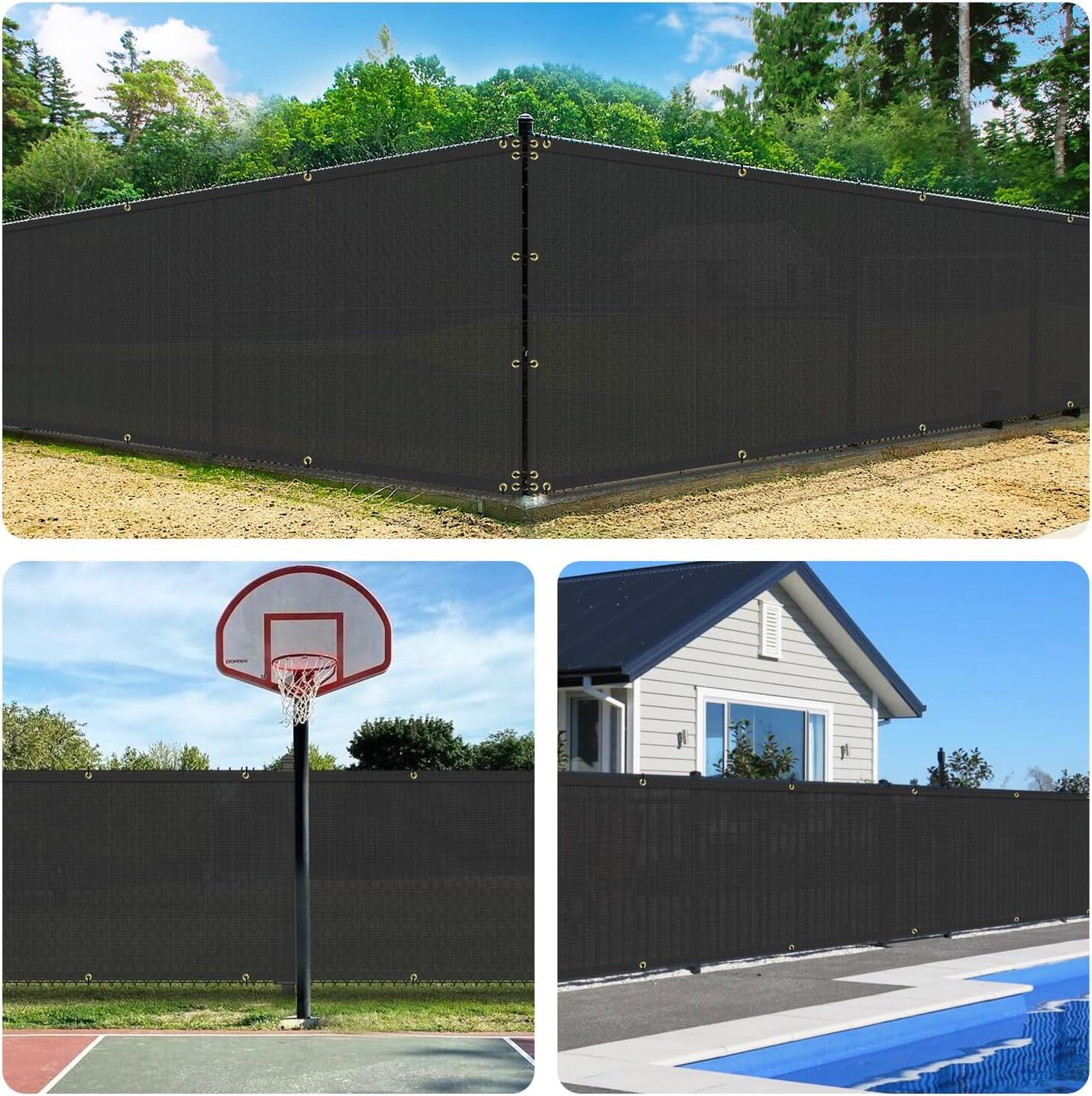 ShadeMart 6' x 12' Black Fence Privacy Screen Windscreen Cover Shade Fabric Cloth, 90% Visibility Blockage, with Grommets, Heavy Duty Commercial Grade, Zip Ties Included - (We Make Custom Size)