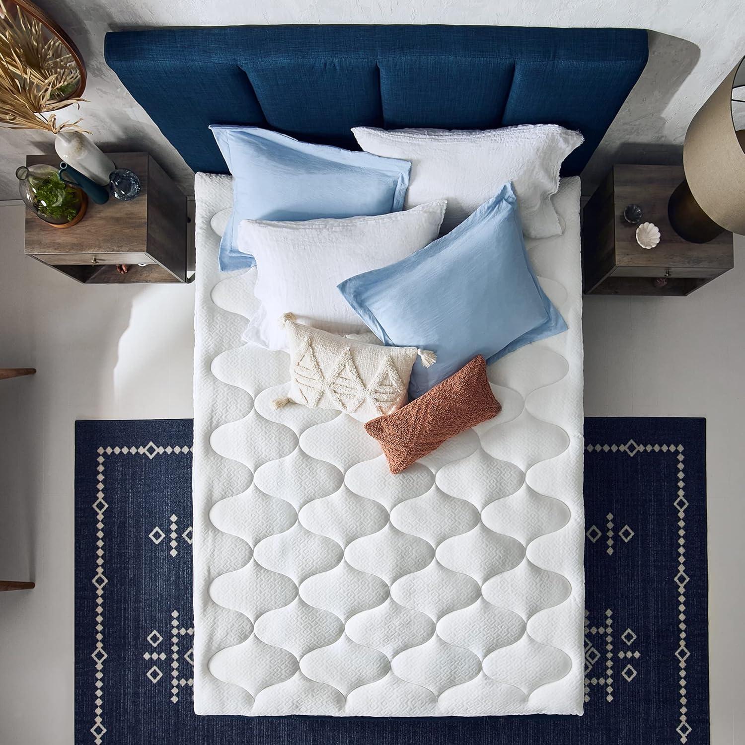 Sleep Innovations Sleep Innovations Cooling Comfort Gel Memory Foam Dual Layer Mattress Topper, 4 Inch, Pillow Top Cover