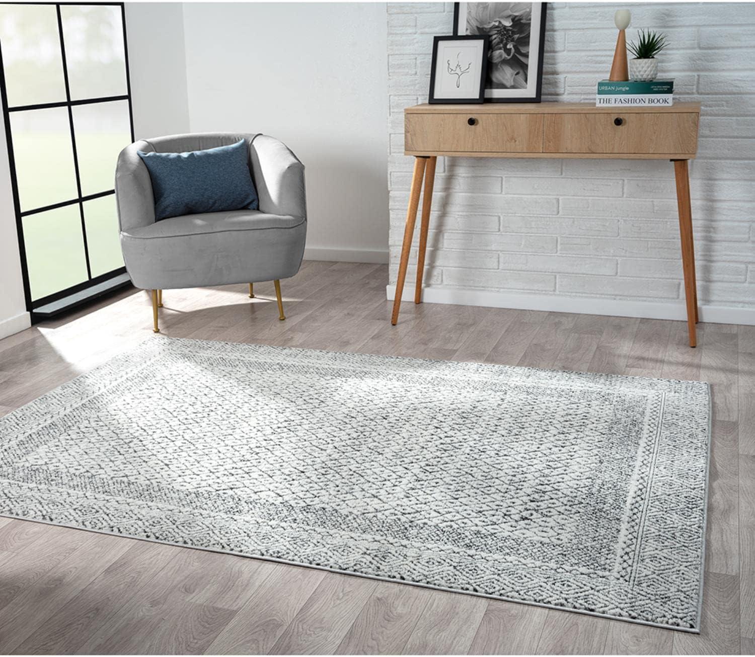 Madison Park Kenzie Woven Turkish Area Rugs for Living Room, Indoor Dinig Accent Modern Home Décor, Ultra Soft Floor Carpets for Bedroom, 3'W x 5'L Grey/Cream