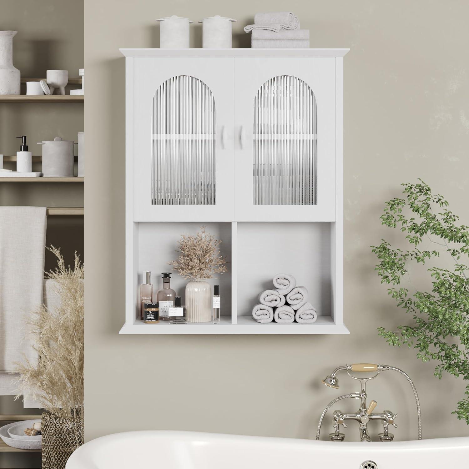 Red Barrel Studio® Bathroom Wall Cabinet with Fluted Door