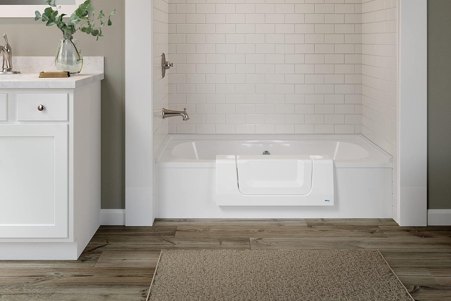 Large White Convertible Walk-In Bathtub Accessibility Kit