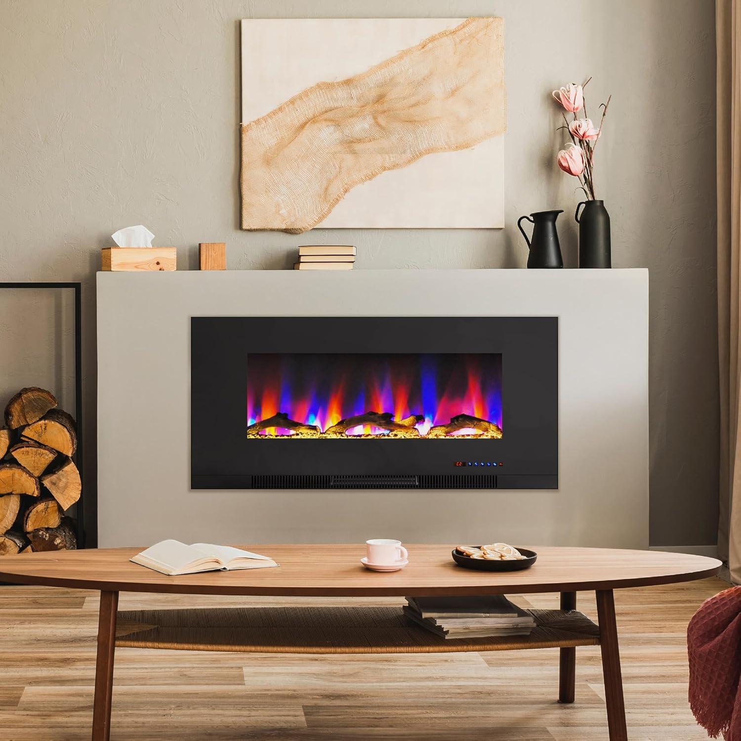 Cambridge Cambridge Wall Mount Electric Fireplace Heater with Remote Control for Indoor Use in Living Room, Bedroom, Home Office