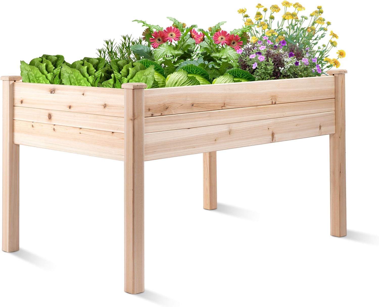 48x34x32in Raised Garden Bed - Elevated Wood Planter Box for Healthy Plant Growth, 440 lb capacity - Natural Color