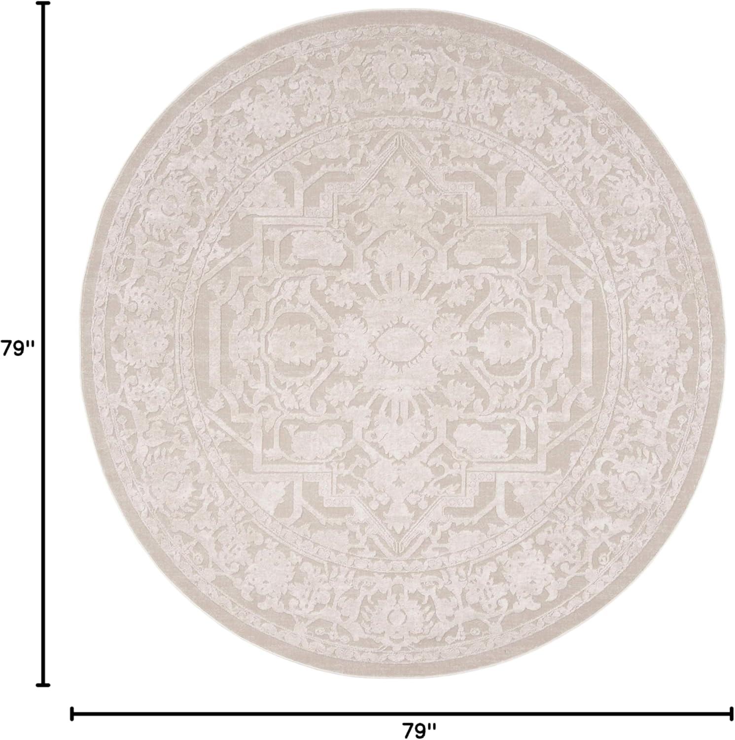 Reflection RFT665 Power Loomed Indoor Area Rug - 6'7" Round - Creme/Ivory - Safavieh