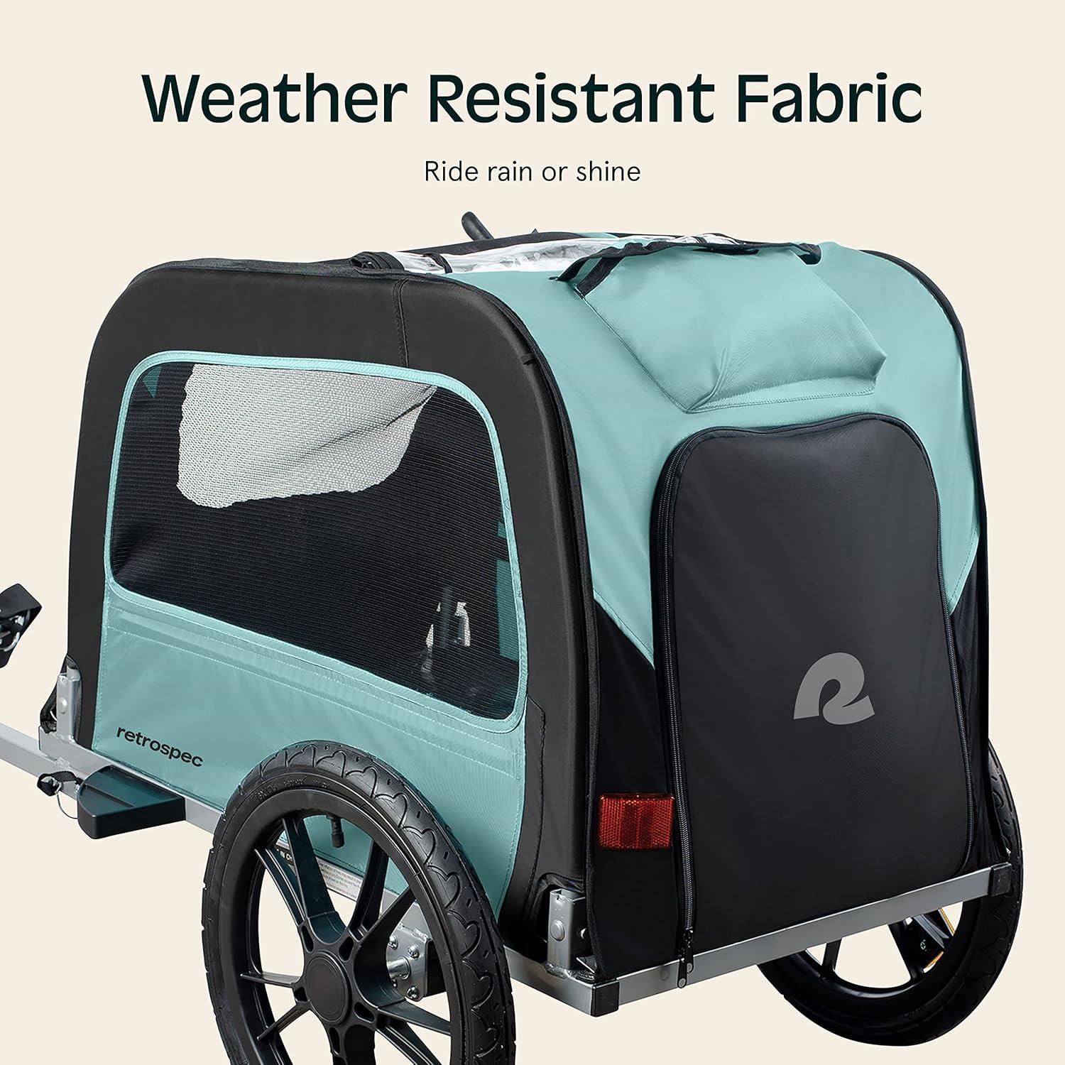 Retrospec Rover Waggin' Pet Bike Trailer - Small & Medium Sized Dogs Bicycle Carrier - Foldable Frame with 16 Inch Wheels - Non-Slip Floor & Internal Leash