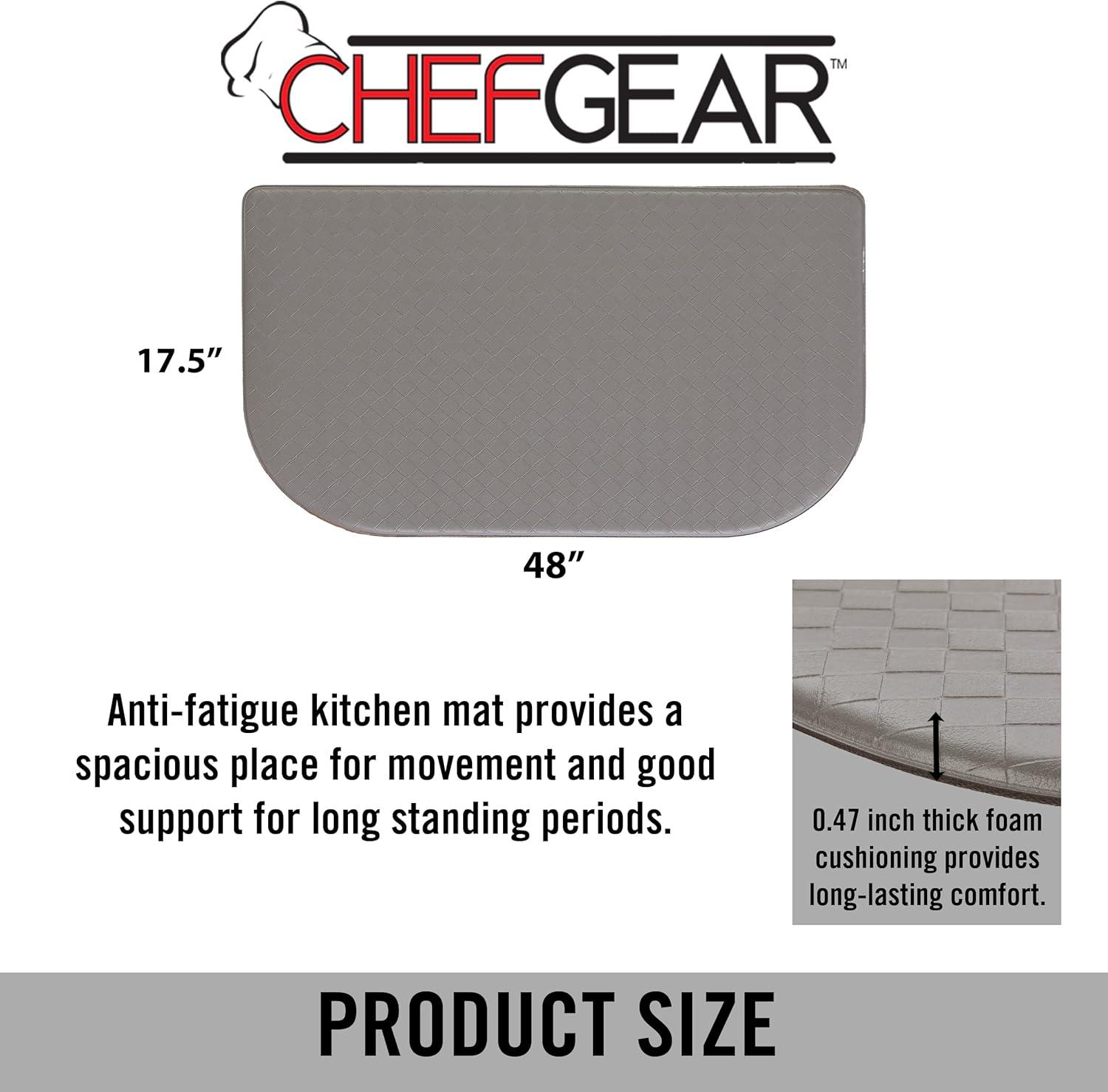 Anti-Fatigue Kitchen Mat, Gray, Playa Basketweave Wedge by Chef Gear, 17.5 in. x 48 in.