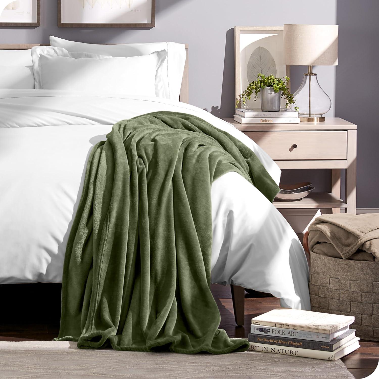 Cypress Microplush Throw Fleece Blanket by Bare Home