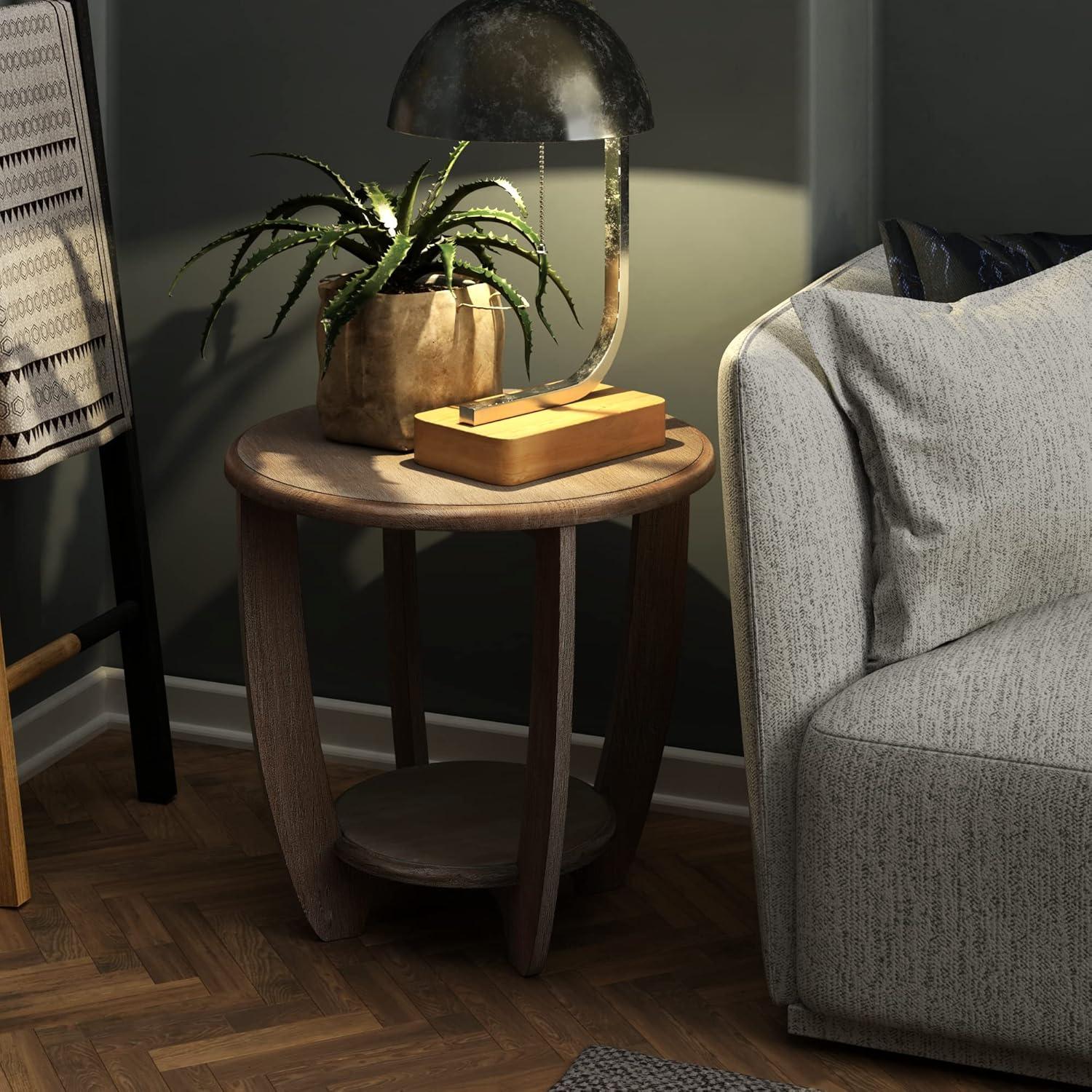 Ophelia & Co. Flora Rustic Farmhouse End Table with Storage Shelf, French Country Accent Side Table