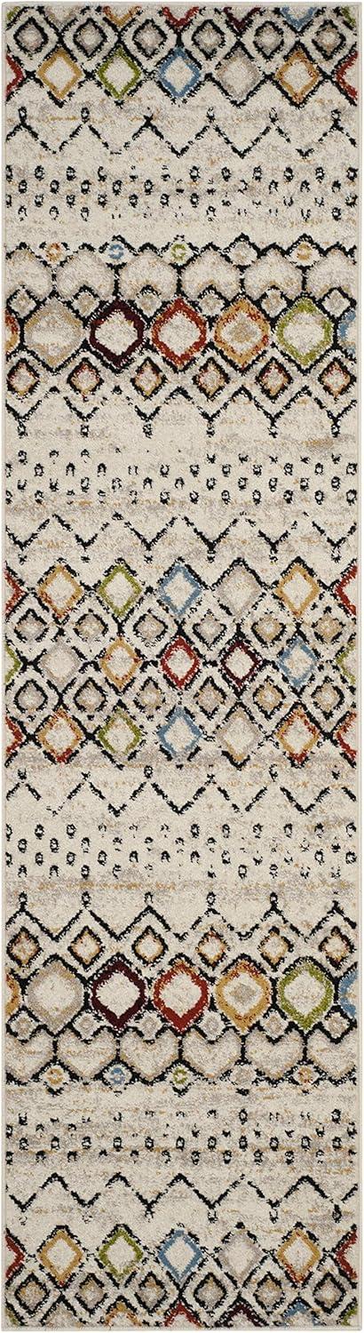 Ivory and Multi Geometric Synthetic Area Rug, 2'3" x 6'0"