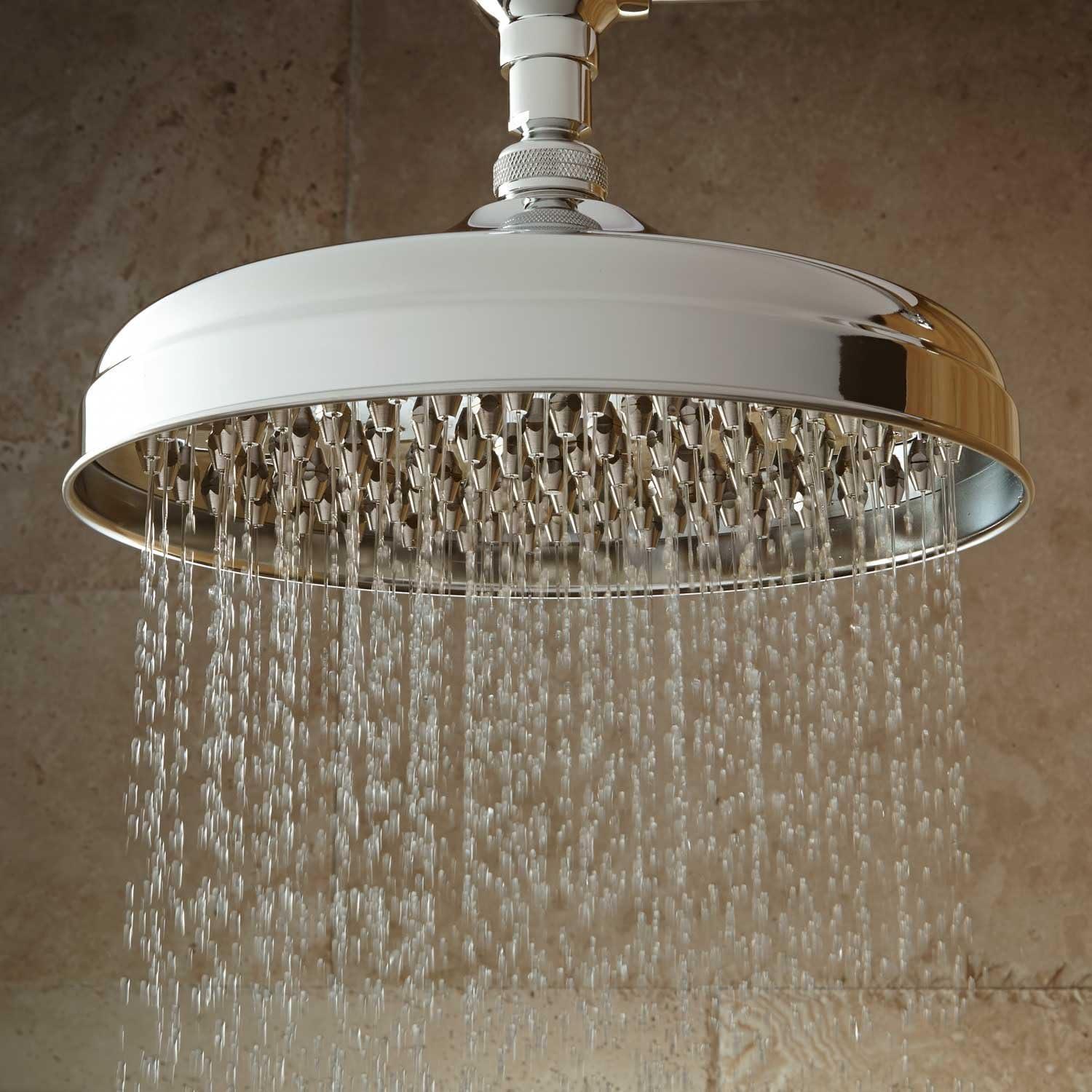 Nickel 8" Round Rain Shower Head with Swivel