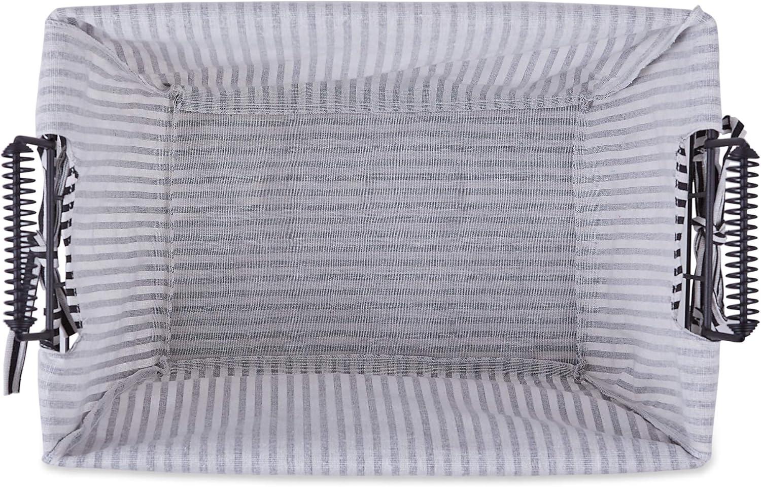 DII Metal Farmhouse Lined Basket, Contemporary Storage Container, Ticking Stripe, Assorted